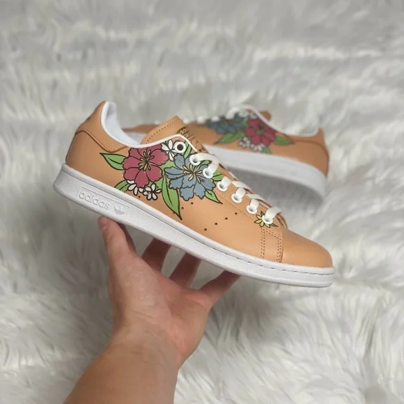 adidas gazelle silver green womens Women's Adidas Stan Smith FX5653 White Multicolor Floral – Sneaker Junkies main image 0